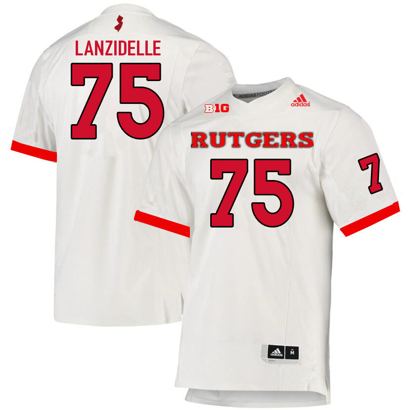 Men #75 Beau Lanzidelle Rutgers Scarlet Knights College Football Jerseys Sale-White - Click Image to Close